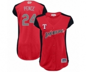 Women's Texas Rangers #24 Hunter Pence Authentic Red American League 2019 Baseball All-Star Jersey