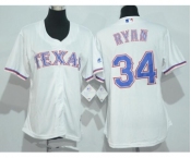 Women's Texas Rangers #34 Nolan Ryan Retired White Stitched MLB Majestic Cool Base Jersey