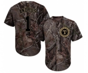 Youth Majestic Texas Rangers #1 Elvis Andrus Authentic Camo Realtree Collection Flex Base MLB Jersey