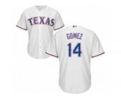 Youth Majestic Texas Rangers #14 Carlos Gomez Authentic White Home Cool Base MLB Jersey