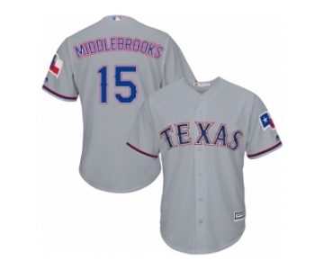 Youth Majestic Texas Rangers #15 Will Middlebrooks Authentic Grey Road Cool Base MLB Jersey