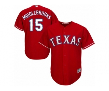 Youth Majestic Texas Rangers #15 Will Middlebrooks Replica Red Alternate Cool Base MLB Jersey