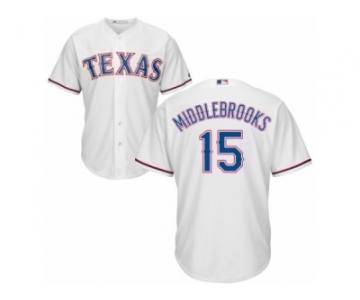 Youth Majestic Texas Rangers #15 Will Middlebrooks Replica White Home Cool Base MLB Jersey