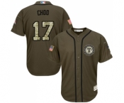 Youth Majestic Texas Rangers #17 Shin-Soo Choo Authentic Green Salute to Service MLB Jersey