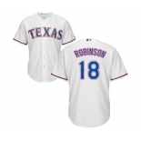 Youth Majestic Texas Rangers #18 Drew Robinson Authentic White Home Cool Base MLB Jersey