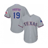 Youth Majestic Texas Rangers #19 Jurickson Profar Replica Grey Road Cool Base MLB Jersey