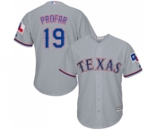 Youth Majestic Texas Rangers #19 Jurickson Profar Replica Grey Road Cool Base MLB Jersey