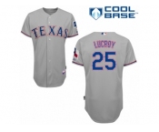 Youth Majestic Texas Rangers #25 Jonathan Lucroy Authentic Grey Road Cool Base MLB Jersey