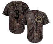 Youth Majestic Texas Rangers #3 Delino DeShields Authentic Camo Realtree Collection Flex Base MLB Jersey