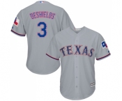 Youth Majestic Texas Rangers #3 Delino DeShields Authentic Grey Road Cool Base MLB Jersey