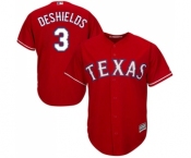 Youth Majestic Texas Rangers #3 Delino DeShields Authentic Red Alternate Cool Base MLB Jersey