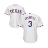 Youth Majestic Texas Rangers #3 Delino DeShields Authentic White Home Cool Base MLB Jersey