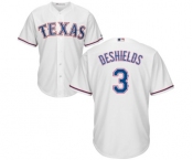 Youth Majestic Texas Rangers #3 Delino DeShields Authentic White Home Cool Base MLB Jersey