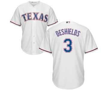 Youth Majestic Texas Rangers #3 Delino DeShields Authentic White Home Cool Base MLB Jersey