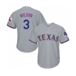 Youth Majestic Texas Rangers #3 Russell Wilson Replica Grey Road Cool Base MLB Jersey