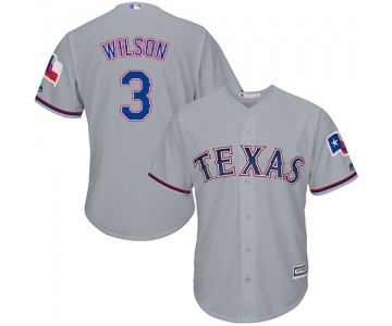 Youth Majestic Texas Rangers #3 Russell Wilson Replica Grey Road Cool Base MLB Jersey