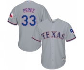 Youth Majestic Texas Rangers #33 Martin Perez Replica Grey Road Cool Base MLB Jersey