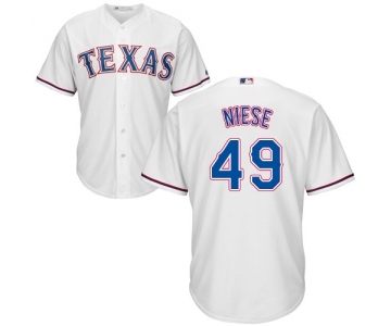 Youth Majestic Texas Rangers #49 Jon Niese Replica White Home Cool Base MLB Jersey