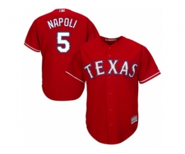 Youth Majestic Texas Rangers #5 Mike Napoli Authentic Red Alternate Cool Base MLB Jersey