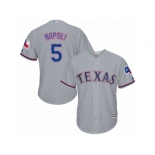 Youth Majestic Texas Rangers #5 Mike Napoli Replica Grey Road Cool Base MLB Jersey