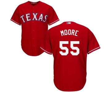 Youth Majestic Texas Rangers #55 Matt Moore Authentic Red Alternate Cool Base MLB Jersey