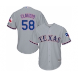 Youth Majestic Texas Rangers #58 Alex Claudio Authentic Grey Road Cool Base MLB Jersey