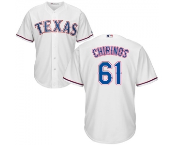 Youth Majestic Texas Rangers #61 Robinson Chirinos Authentic White Home Cool Base MLB Jersey