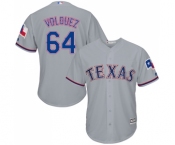 Youth Majestic Texas Rangers #64 Edinson Volquez Replica Grey Road Cool Base MLB Jersey