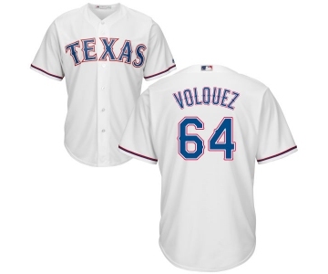 Youth Majestic Texas Rangers #64 Edinson Volquez Replica White Home Cool Base MLB Jersey