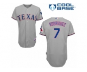 Youth Majestic Texas Rangers #7 Ivan Rodriguez Authentic Grey Road Cool Base MLB Jersey