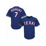 Youth Majestic Texas Rangers #7 Ivan Rodriguez Authentic Royal Blue Alternate 2 Cool Base MLB Jersey