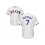 Youth Majestic Texas Rangers #7 Ivan Rodriguez Authentic White Home Cool Base MLB Jersey