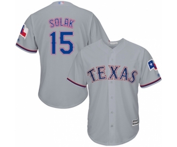 Youth Texas Rangers #15 Nick Solak Authentic Grey Road Cool Base Baseball Player Jersey