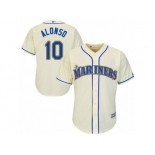 Youth Majestic Seattle Mariners #10 Yonder Alonso Replica Cream Alternate Cool Base MLB Jersey