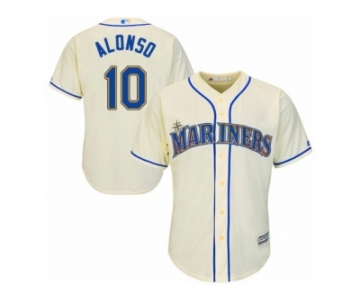 Youth Majestic Seattle Mariners #10 Yonder Alonso Replica Cream Alternate Cool Base MLB Jersey