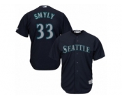 Youth Majestic Seattle Mariners #33 Drew Smyly Authentic Navy Blue Alternate 2 Cool Base MLB Jersey