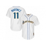 Youth Seattle Mariners #11 Edgar Martinez Majestic White Cool Base Cooperstown Collection Player Jersey