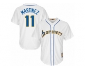 Youth Seattle Mariners #11 Edgar Martinez Majestic White Cool Base Cooperstown Collection Player Jersey