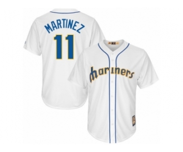 Youth Seattle Mariners #11 Edgar Martinez Majestic White Cool Base Cooperstown Collection Player Jersey