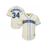 Youth Seattle Mariners #34 Felix Hernandez Cream Cool Base Stitched MLB Jersey