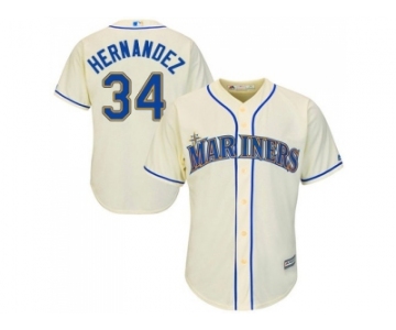 Youth Seattle Mariners #34 Felix Hernandez Cream Cool Base Stitched MLB Jersey