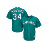 Youth Seattle Mariners #34 Felix Hernandez Green Cool Base Stitched MLB Jersey