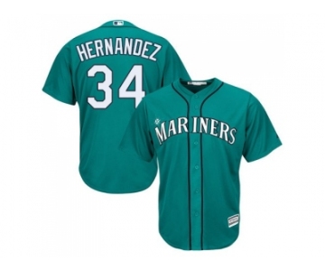 Youth Seattle Mariners #34 Felix Hernandez Green Cool Base Stitched MLB Jersey