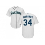 Youth Seattle Mariners #34 Felix Hernandez White Cool Base Stitched MLB Jersey