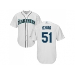 Youth Seattle Mariners #51 Ichiro Suzuki White Cool Base Stitched MLB Jersey