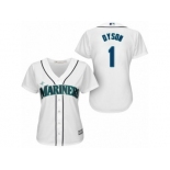 Women Majestic Seattle Mariners #1 Jarrod Dyson Authentic White Home Cool Base MLB Jersey