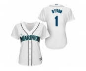 Women Majestic Seattle Mariners #1 Jarrod Dyson Authentic White Home Cool Base MLB Jersey