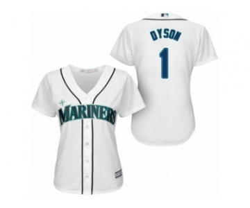 Women Majestic Seattle Mariners #1 Jarrod Dyson Authentic White Home Cool Base MLB Jersey