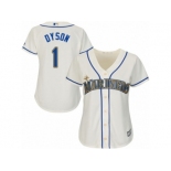 Women Majestic Seattle Mariners #1 Jarrod Dyson Replica Cream Alternate Cool Base MLB Jersey