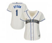 Women Majestic Seattle Mariners #1 Jarrod Dyson Replica Cream Alternate Cool Base MLB Jersey